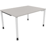 Neutralware Schreibtisch all in one 1.400 x 680-820 x 1.000 mm (B x H x T) Vierfuß Rundrohr lichtgrau – Produktbild 3