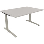 Neutralware Schreibtisch all in one 1.400 x 650-850 x 1.000 mm (B x H x T) Flachkufe Quadratrohr lichtgrau – Produktbild