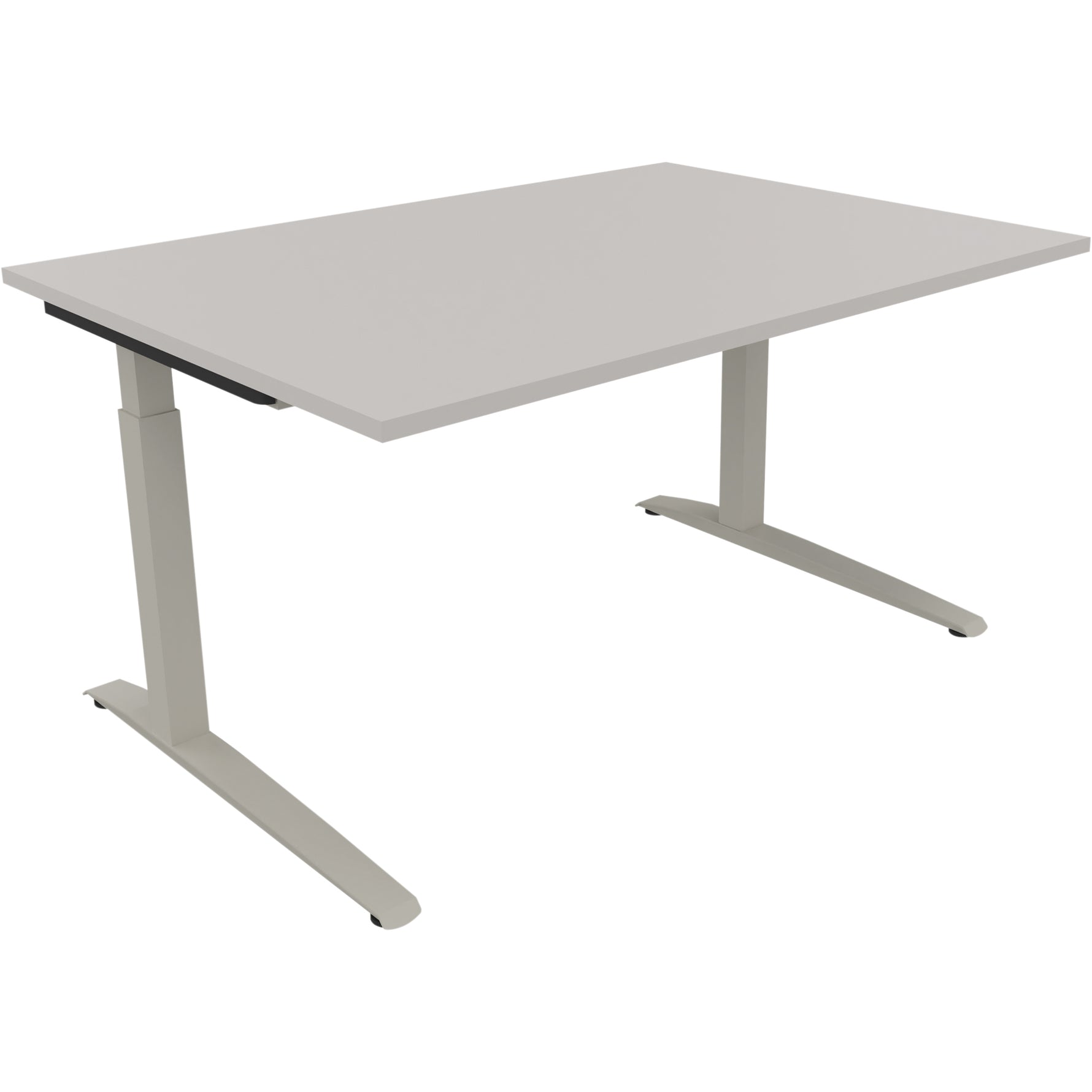 Neutralware Schreibtisch all in one 1.400 x 650-850 x 1.000 mm (B x H x T) Flachkufe Quadratrohr lichtgrau – Produktbild