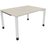 Neutralware Schreibtisch all in one 1.400 x 680-820 x 1.000 mm (B x H x T) Vierfuß Quadratrohr akazie hell – Produktbild