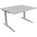 Neutralware Schreibtisch all in one 1.200 x 650-850 x 1.000 mm (B x H x T) Flachkufe Quadratrohr lichtgrau – Produktbild