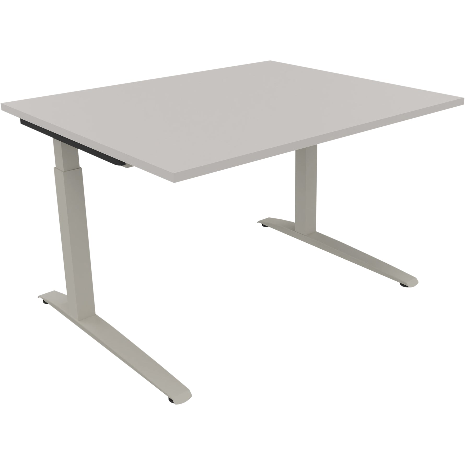 Neutralware Schreibtisch all in one 1.200 x 650-850 x 1.000 mm (B x H x T) Flachkufe Quadratrohr lichtgrau – Produktbild