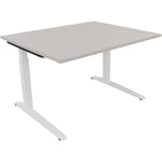 Neutralware Schreibtisch all in one 1.200 x 650-850 x 1.000 mm (B x H x T) Flachkufe Quadratrohr lichtgrau – Produktbild