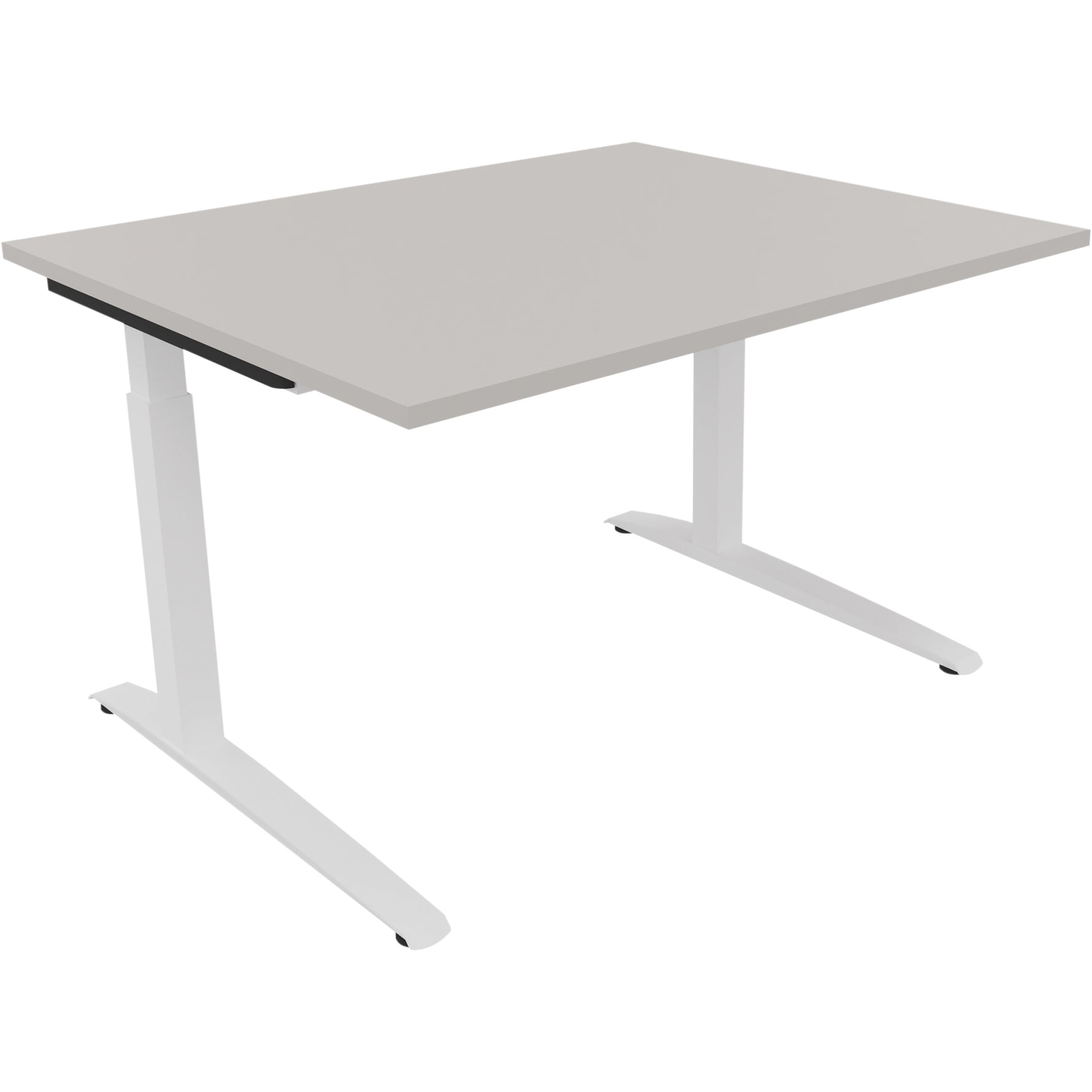 Neutralware Schreibtisch all in one 1.200 x 650-850 x 1.000 mm (B x H x T) Flachkufe Quadratrohr lichtgrau – Produktbild