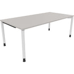 Neutralware Schreibtisch all in one 2.000 x 680-820 x 1.000 mm (B x H x T) Vierfuß Rundrohr lichtgrau – Produktbild 3