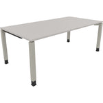 Neutralware Schreibtisch all in one 2.000 x 680-820 x 1.000 mm (B x H x T) Vierfuß Quadratrohr lichtgrau – Produktbild 2
