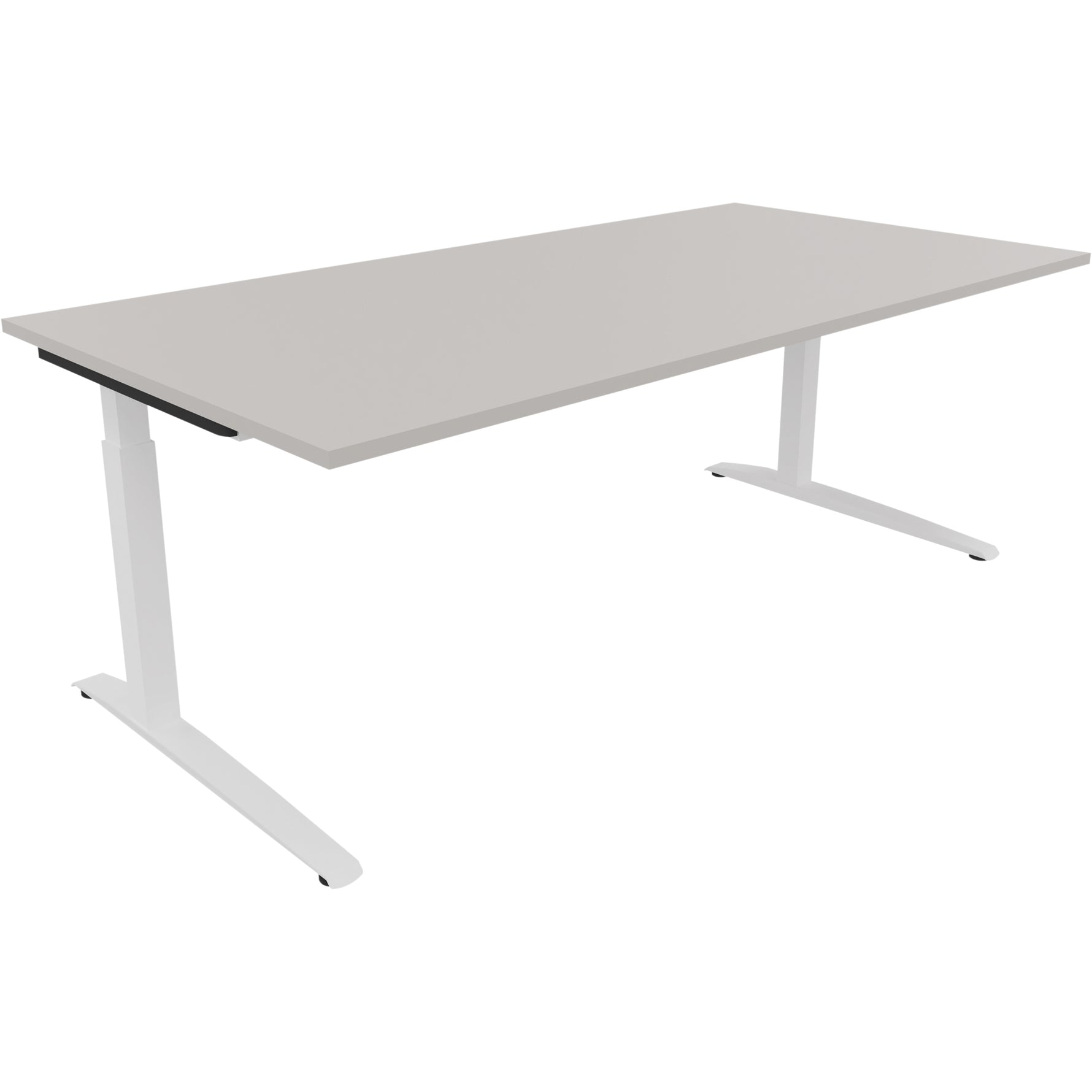 Neutralware Schreibtisch all in one 2.000 x 650-850 x 1.000 mm (B x H x T) Flachkufe Quadratrohr lichtgrau – Produktbild