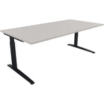 Neutralware Schreibtisch all in one 2.000 x 650-850 x 1.000 mm (B x H x T) Flachkufe Quadratrohr lichtgrau