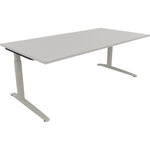 Neutralware Schreibtisch all in one 2.000 x 650-850 x 1.000 mm (B x H x T) Flachkufe Quadratrohr lichtgrau – Produktbild