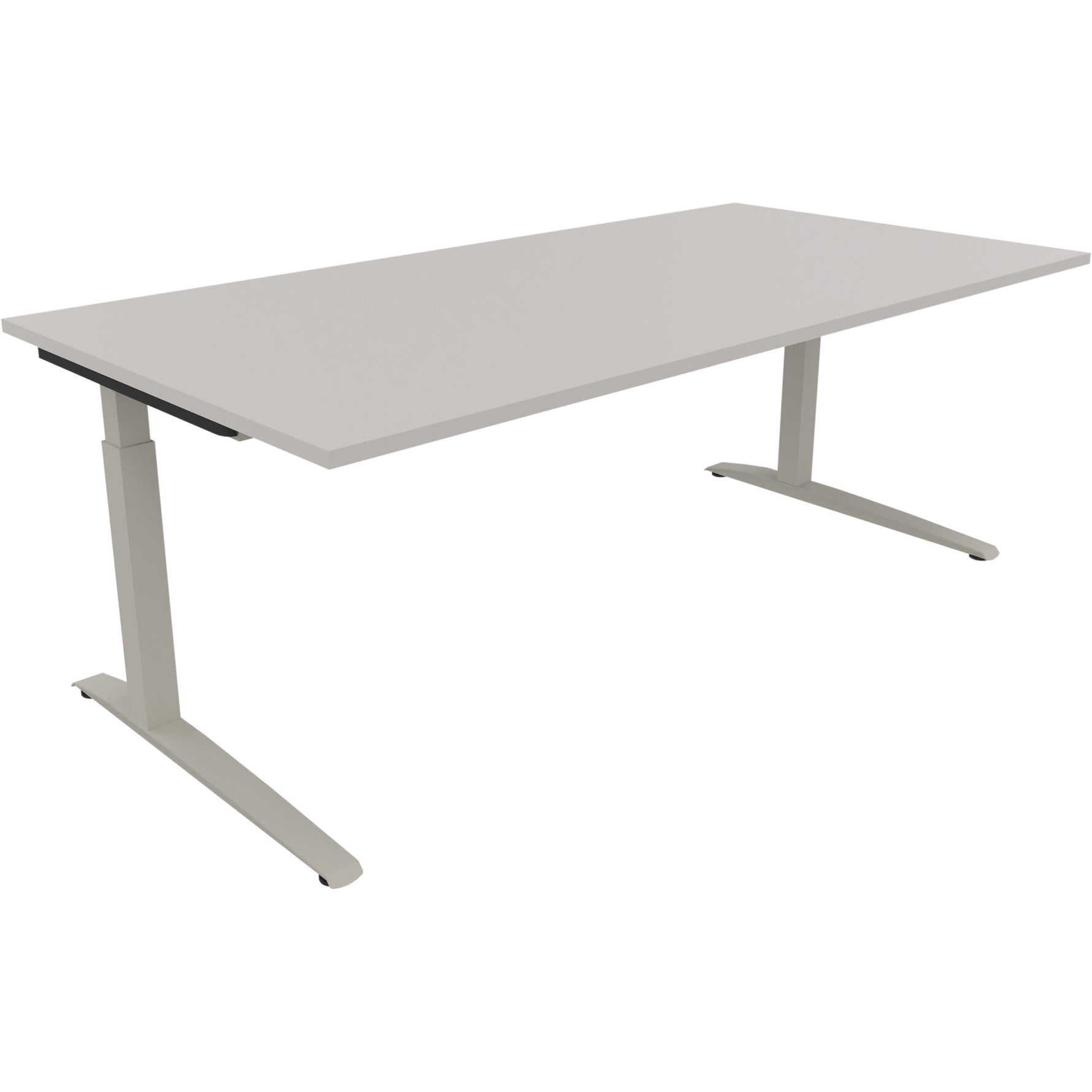 Neutralware Schreibtisch all in one 2.000 x 650-850 x 1.000 mm (B x H x T) Flachkufe Quadratrohr lichtgrau – Produktbild