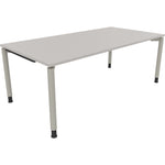 Neutralware Schreibtisch all in one 2.000 x 680-820 x 1.000 mm (B x H x T) Vierfuß Rundrohr lichtgrau – Produktbild 2