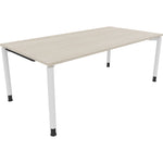 Neutralware Schreibtisch all in one 2.000 x 680-820 x 1.000 mm (B x H x T) Vierfuß Rundrohr akazie hell – Produktbild 3