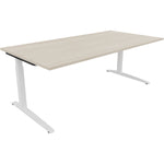 Neutralware Schreibtisch all in one 2.000 x 650-850 x 1.000 mm (B x H x T) Flachkufe Quadratrohr akazie hell –