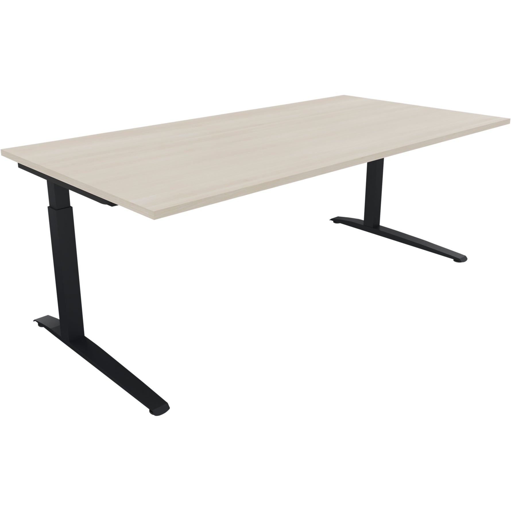 Neutralware Schreibtisch all in one 2.000 x 650-850 x 1.000 mm (B x H x T) Flachkufe Quadratrohr akazie hell