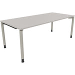 Neutralware Schreibtisch all in one 2.000 x 680-820 x 900 mm (B x H x T) Vierfuß Rundrohr lichtgrau – Produktbild 2