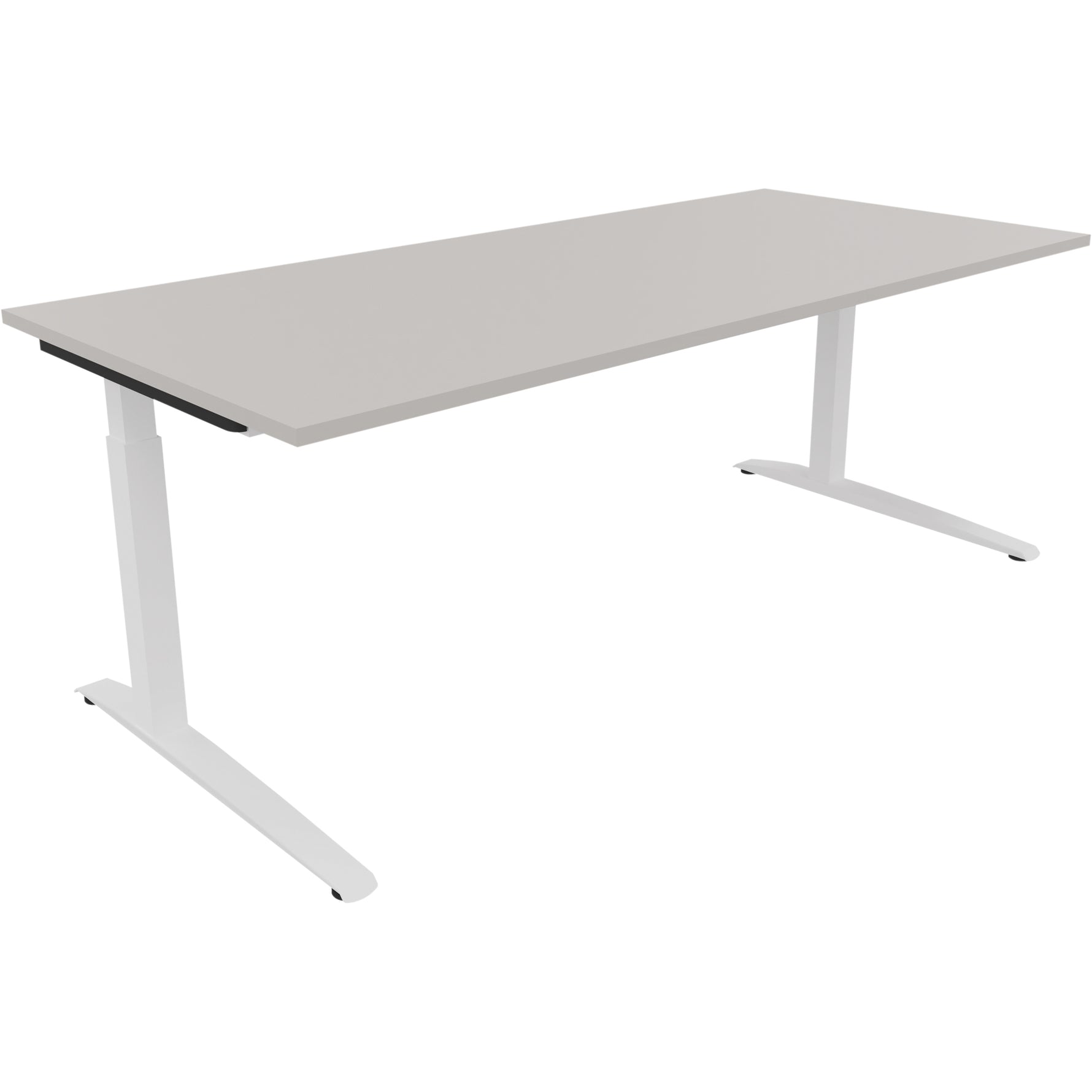 Neutralware Schreibtisch all in one 2.000 x 650-850 x 900 mm (B x H x T) Flachkufe Quadratrohr lichtgrau – Produktbild 3