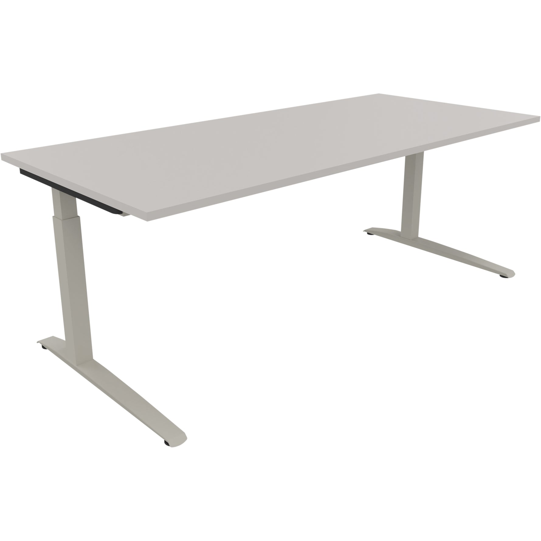 Neutralware Schreibtisch all in one 2.000 x 650-850 x 900 mm (B x H x T) Flachkufe Quadratrohr lichtgrau – Produktbild 2