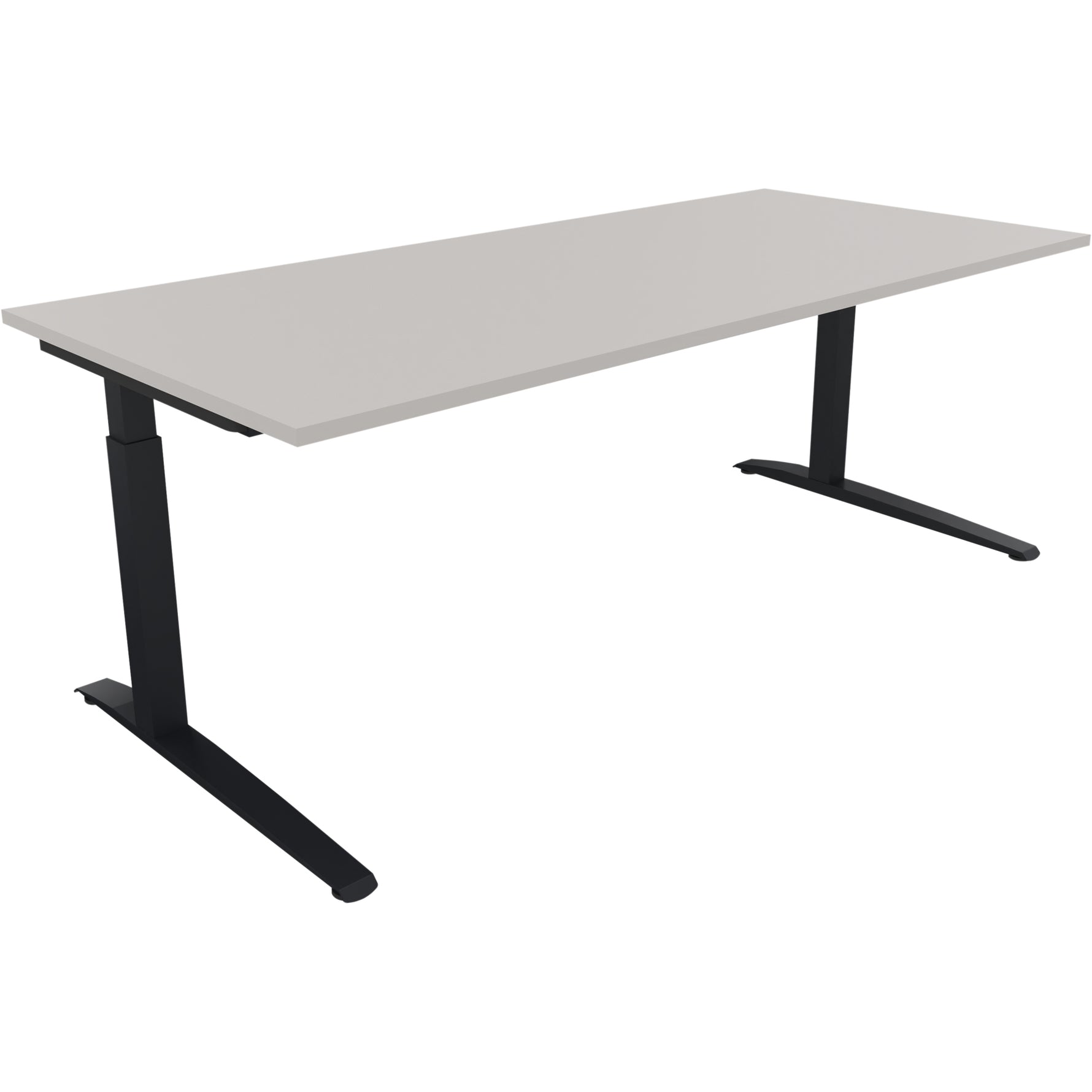 Neutralware Schreibtisch all in one 2.000 x 650-850 x 900 mm (B x H x T) Flachkufe Quadratrohr lichtgrau