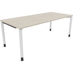 Neutralware Schreibtisch all in one 2.000 x 680-820 x 900 mm (B x H x T) Vierfuß Rundrohr akazie hell – Produktbild 3
