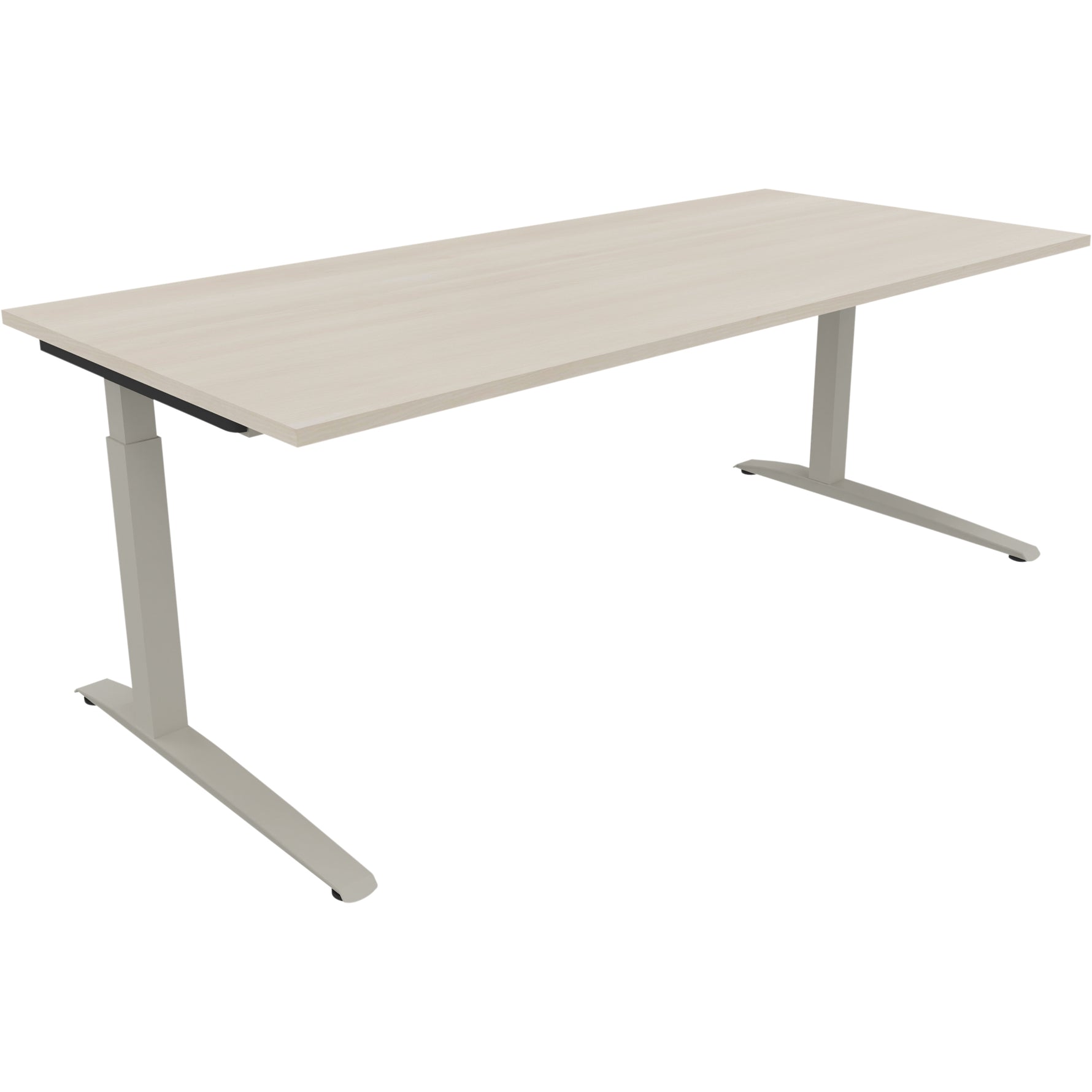 Neutralware Schreibtisch all in one 2.000 x 650-850 x 900 mm (B x H x T) Flachkufe Quadratrohr akazie hell – Produktbild