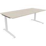 Neutralware Schreibtisch all in one 2.000 x 650-850 x 900 mm (B x H x T) Flachkufe Quadratrohr akazie hell – Produktbild