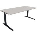 Neutralware Schreibtisch all in one 1.800 x 650-850 x 900 mm (B x H x T) Flachkufe Quadratrohr lichtgrau