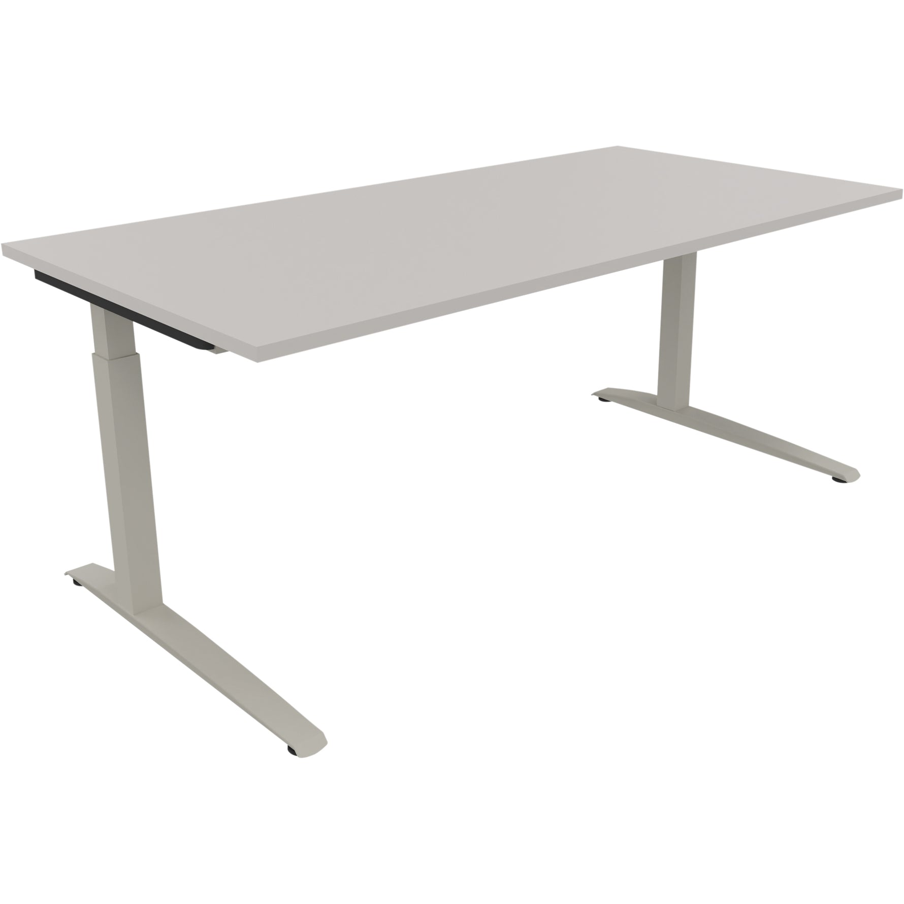 Neutralware Schreibtisch all in one 1.800 x 650-850 x 900 mm (B x H x T) Flachkufe Quadratrohr lichtgrau – Produktbild 2