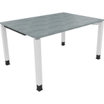 Neutralware Schreibtisch all in one 1.400 x 680-820 x 1.000 mm (B x H x T) Vierfuß Quadratrohr beton hell – Produktbild