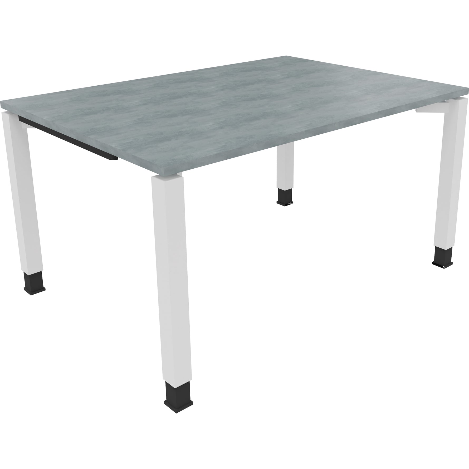 Neutralware Schreibtisch all in one 1.400 x 680-820 x 1.000 mm (B x H x T) Vierfuß Quadratrohr beton hell – Produktbild