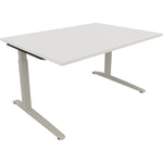 Neutralware Schreibtisch all in one 1.400 x 650-850 x 1.000 mm (B x H x T) Flachkufe Quadratrohr diamantweiß –