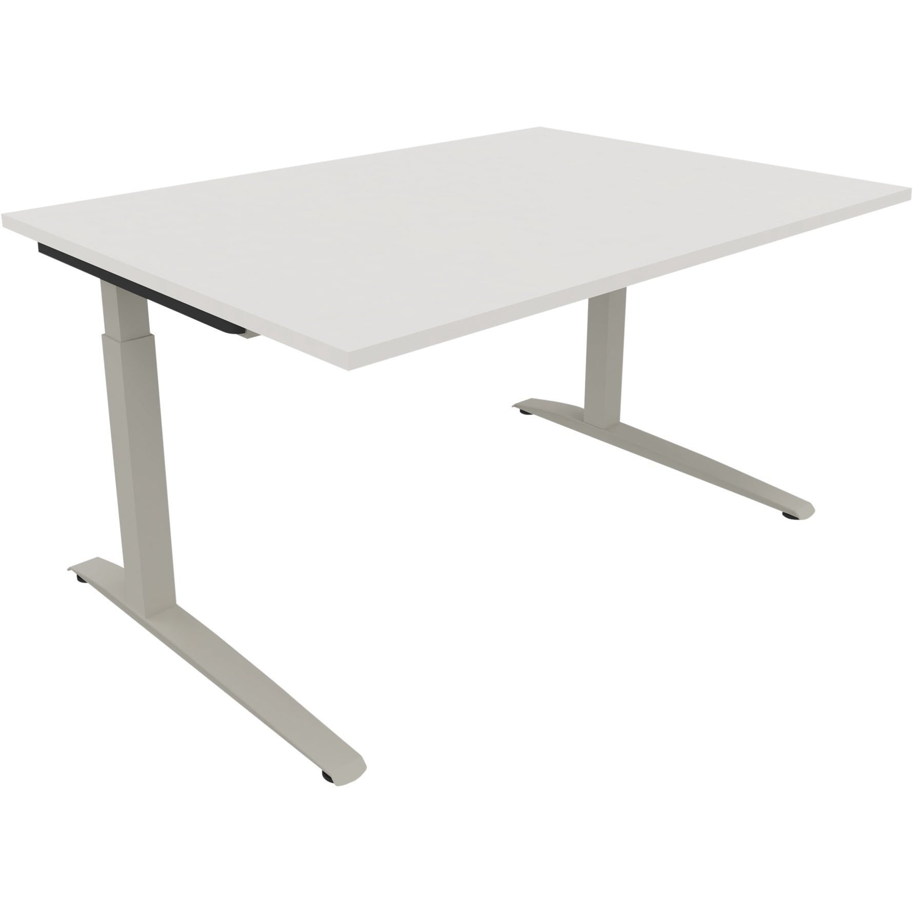 Neutralware Schreibtisch all in one 1.400 x 650-850 x 1.000 mm (B x H x T) Flachkufe Quadratrohr diamantweiß –