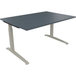 Neutralware Schreibtisch all in one 1.400 x 650-850 x 1.000 mm (B x H x T) Flachkufe Quadratrohr lavagrau – Produktbild