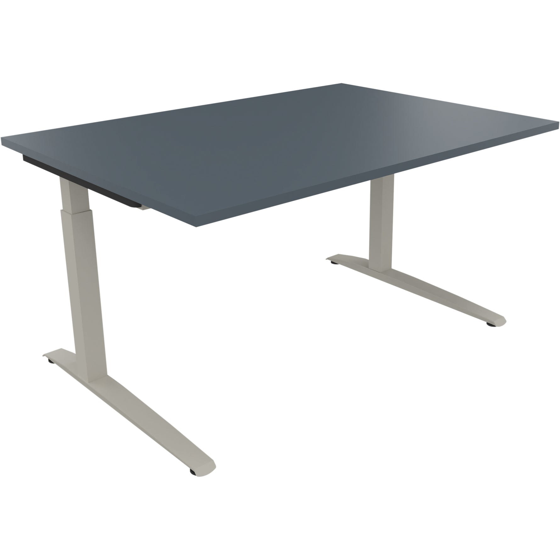 Neutralware Schreibtisch all in one 1.400 x 650-850 x 1.000 mm (B x H x T) Flachkufe Quadratrohr lavagrau – Produktbild