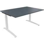 Neutralware Schreibtisch all in one 1.400 x 650-850 x 1.000 mm (B x H x T) Flachkufe Quadratrohr lavagrau – Produktbild