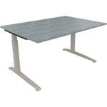 Neutralware Schreibtisch all in one 1.400 x 650-850 x 1.000 mm (B x H x T) Flachkufe Quadratrohr beton hell –