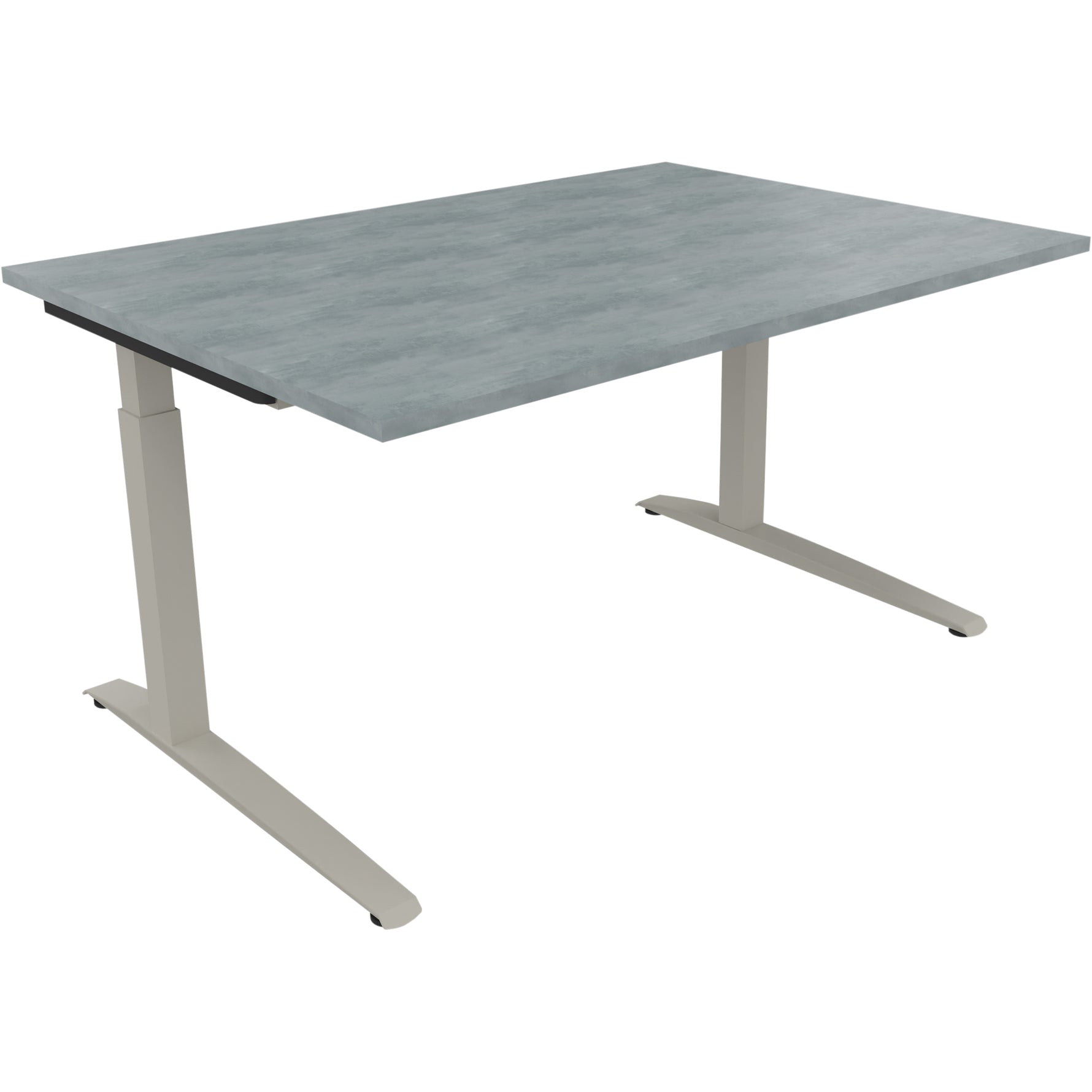 Neutralware Schreibtisch all in one 1.400 x 650-850 x 1.000 mm (B x H x T) Flachkufe Quadratrohr beton hell –