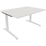 Neutralware Schreibtisch all in one 1.400 x 650-850 x 1.000 mm (B x H x T) Flachkufe Quadratrohr diamantweiß –