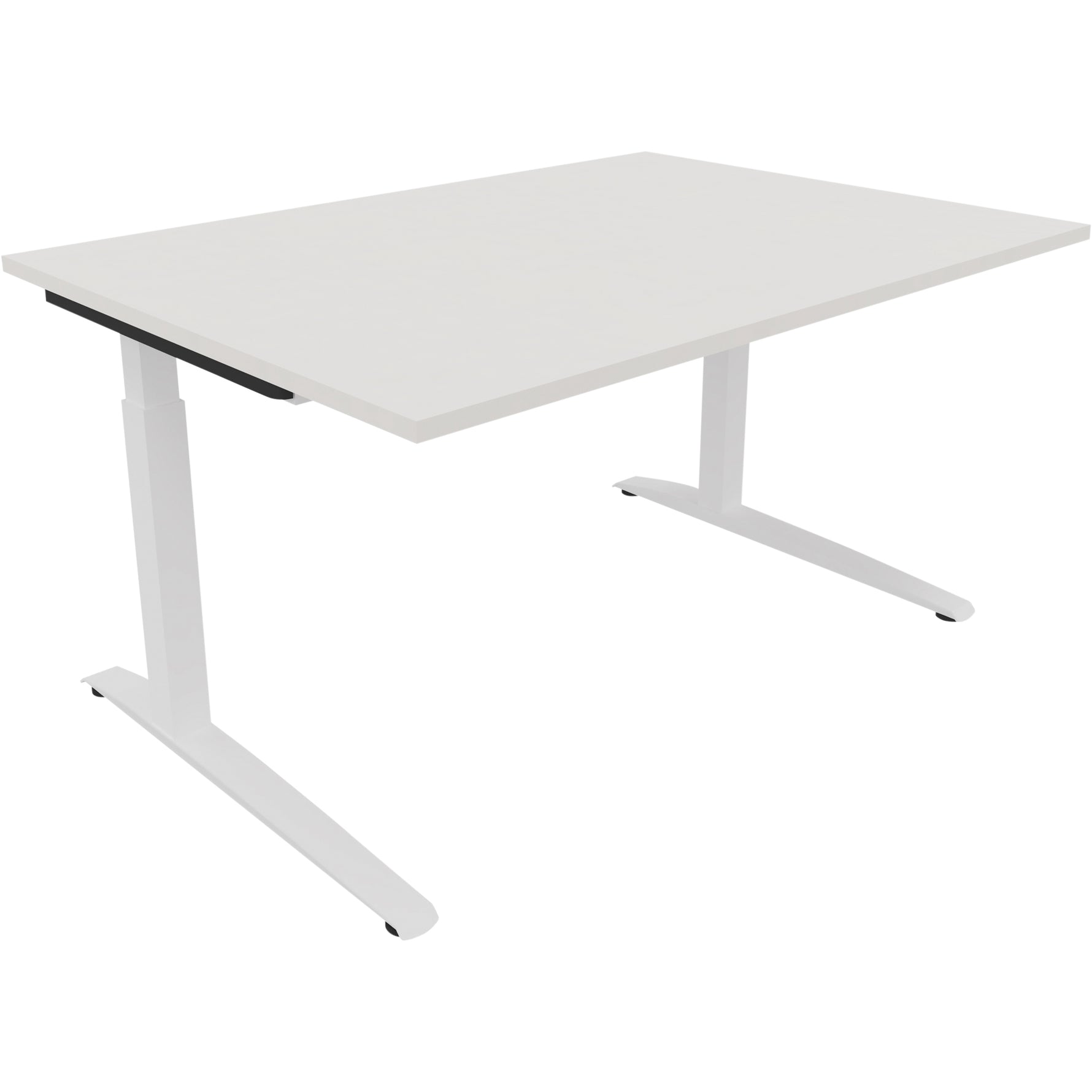 Neutralware Schreibtisch all in one 1.400 x 650-850 x 1.000 mm (B x H x T) Flachkufe Quadratrohr diamantweiß –