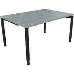 Neutralware Schreibtisch all in one 1.400 x 680-820 x 1.000 mm (B x H x T) Vierfuß Rundrohr beton hell