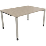 Schreibtisch all in one 1.400 x 680-820 x 1.000 mm (B x H x T) Vierfuß Rundrohr eiche natur