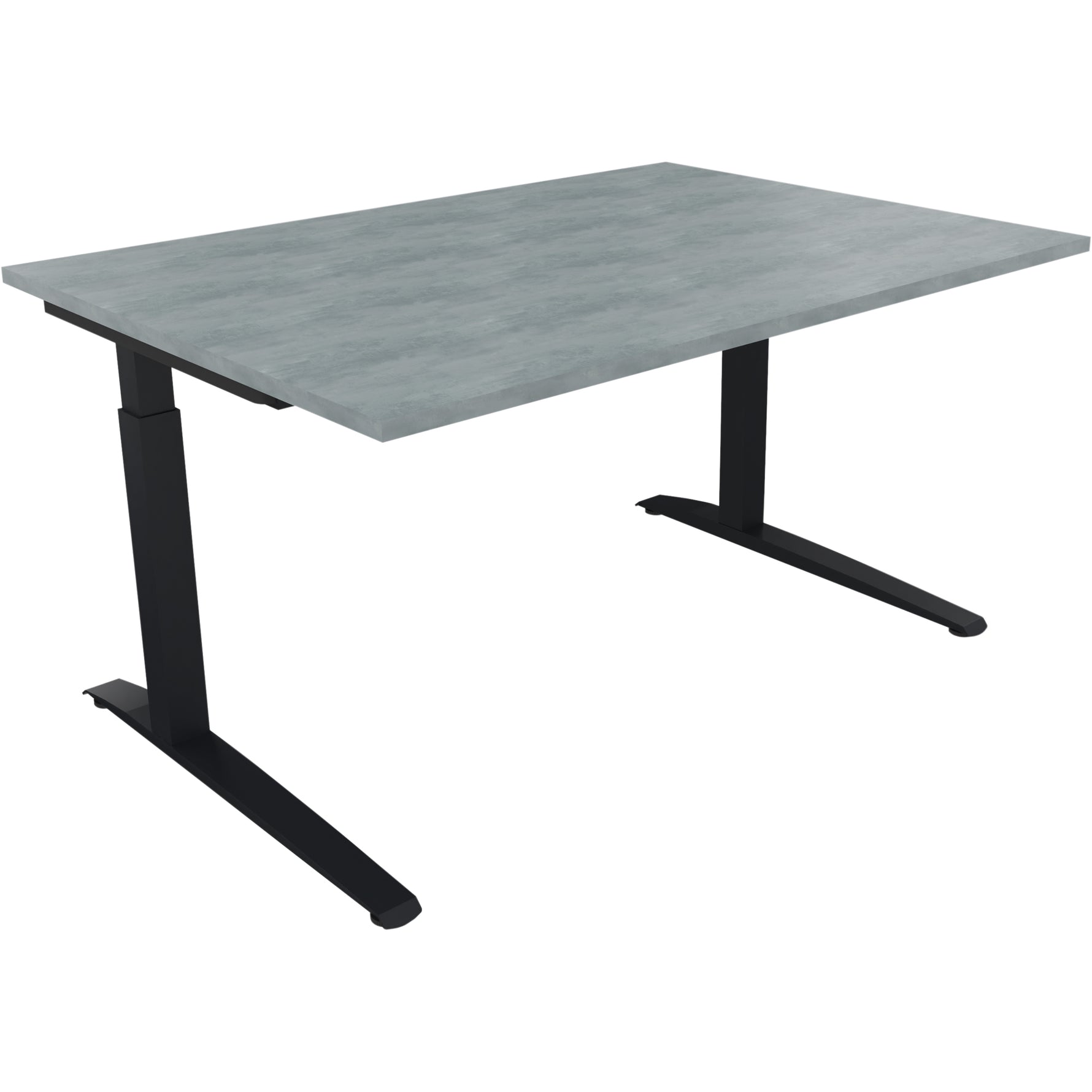Neutralware Schreibtisch all in one 1.400 x 650-850 x 1.000 mm (B x H x T) Flachkufe Quadratrohr beton hell