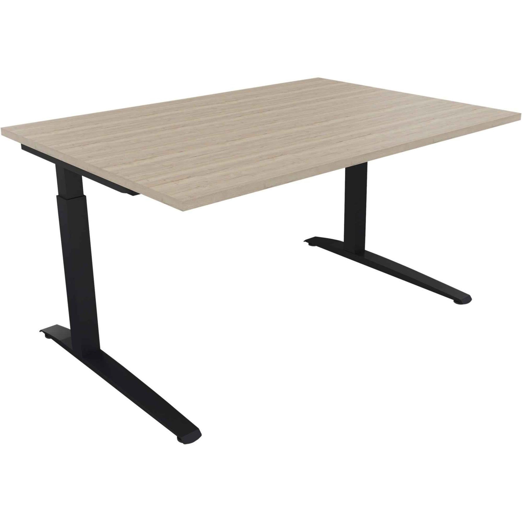 Schreibtisch all in one 1.400 x 650-850 x 1.000 mm (B x H x T) Flachkufe Quadratrohr eiche natur