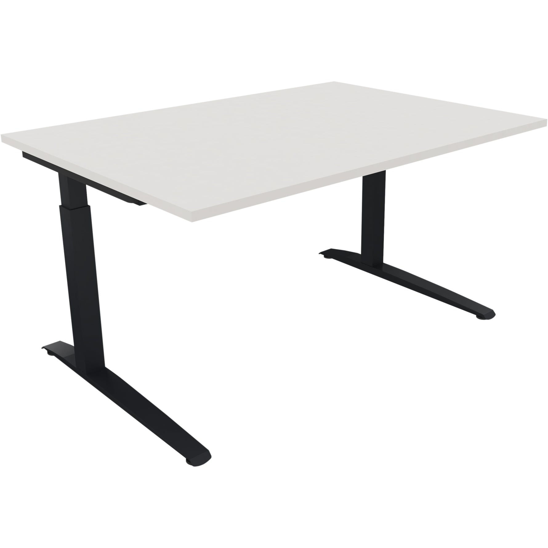 Neutralware Schreibtisch all in one 1.400 x 650-850 x 1.000 mm (B x H x T) Flachkufe Quadratrohr diamantweiß