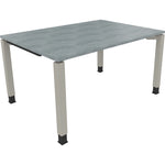 Neutralware Schreibtisch all in one 1.400 x 680-820 x 1.000 mm (B x H x T) Vierfuß Quadratrohr beton hell – Produktbild