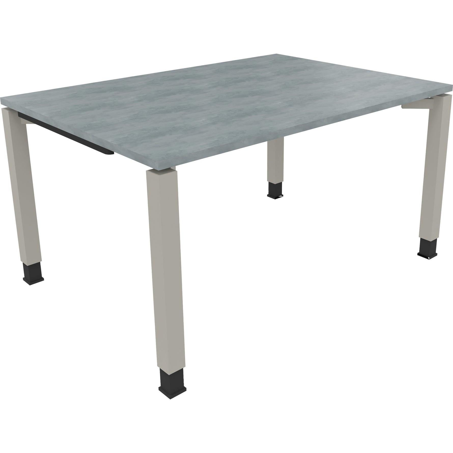 Neutralware Schreibtisch all in one 1.400 x 680-820 x 1.000 mm (B x H x T) Vierfuß Quadratrohr beton hell – Produktbild