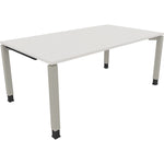 Neutralware Schreibtisch all in one 1.400 x 680-820 x 1.000 mm (B x H x T) Vierfuß Quadratrohr diamantweiß – Produktbild