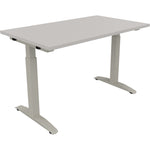 Neutralware Schreibtisch all in one 1.200 x 650-850 x 700 mm (B x H x T) Flachkufe Quadratrohr lichtgrau – Produktbild 2