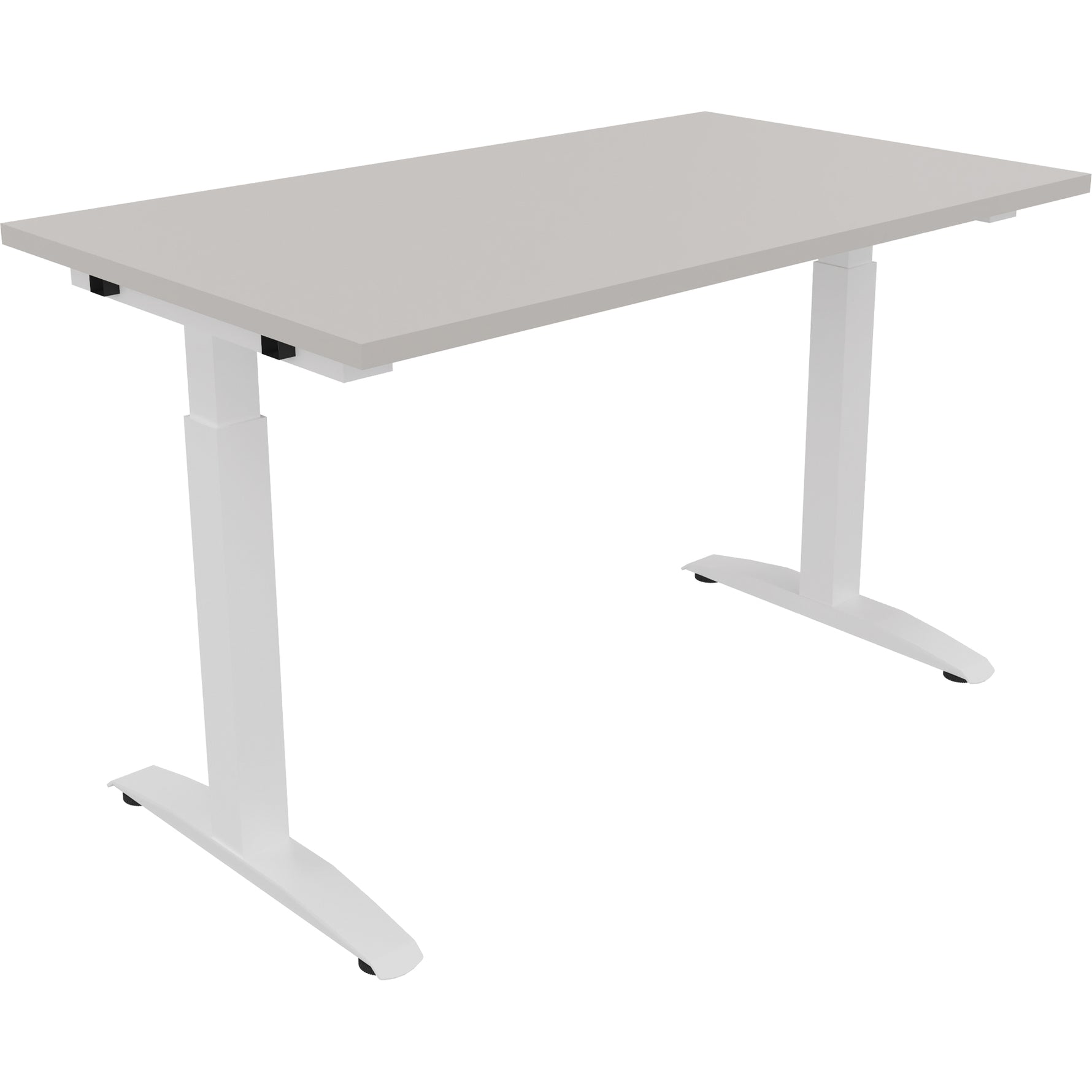 Neutralware Schreibtisch all in one 1.200 x 650-850 x 700 mm (B x H x T) Flachkufe Quadratrohr lichtgrau – Produktbild 3
