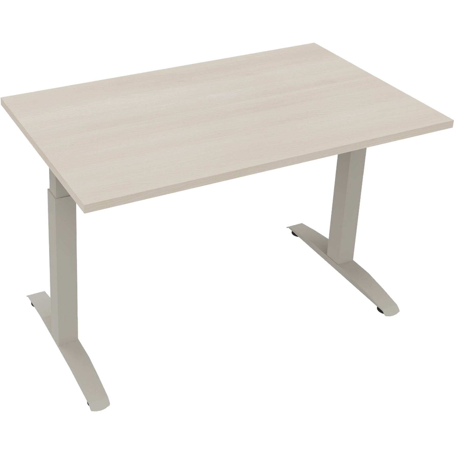 Neutralware Schreibtisch all in one 1.200 x 650-850 x 700 mm (B x H x T) Flachkufe Quadratrohr akazie hell – Produktbild