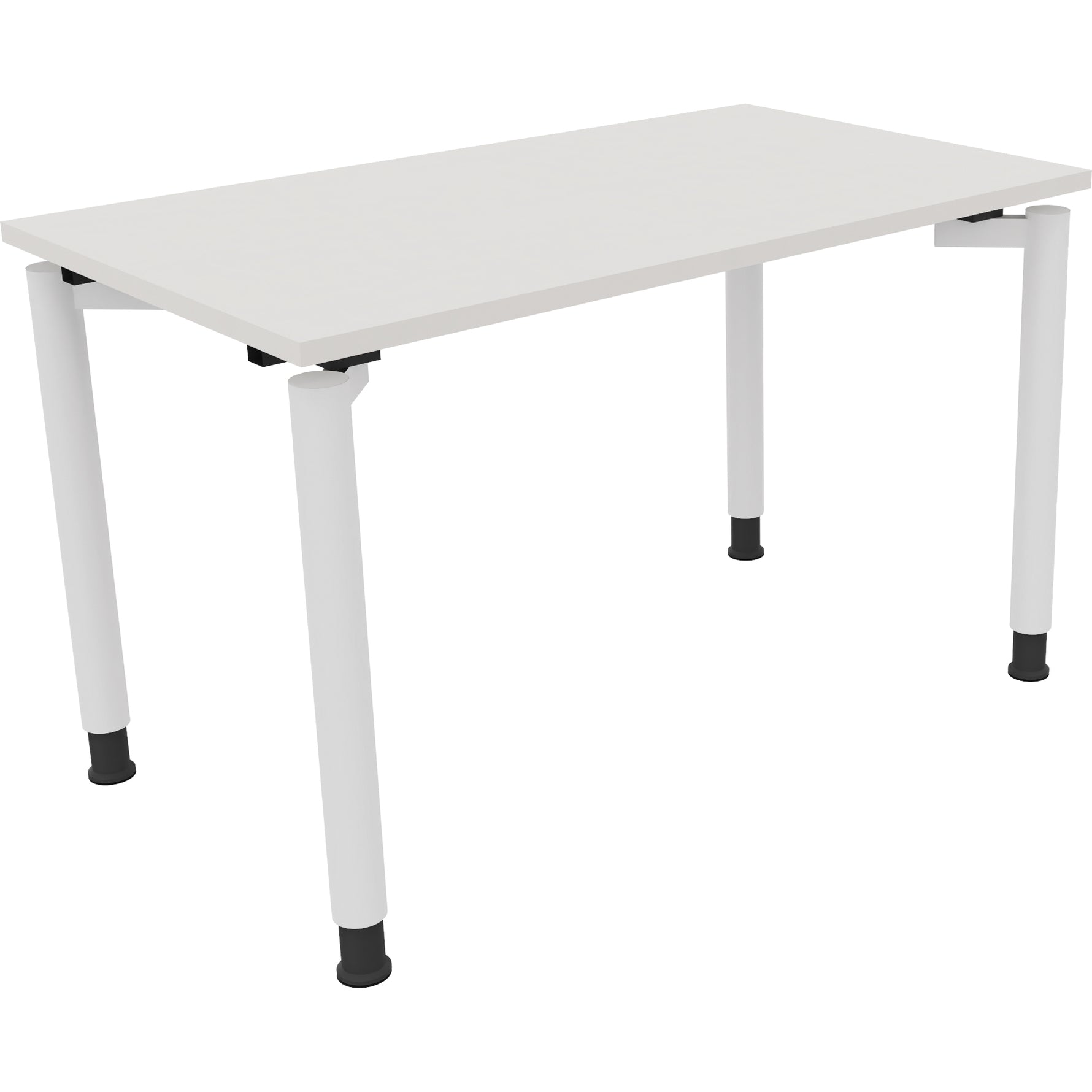 Neutralware Schreibtisch all in one 1.200 x 680-820 x 700 mm (B x H x T) Vierfuß Rundrohr diamant weiß – Produktbild 3